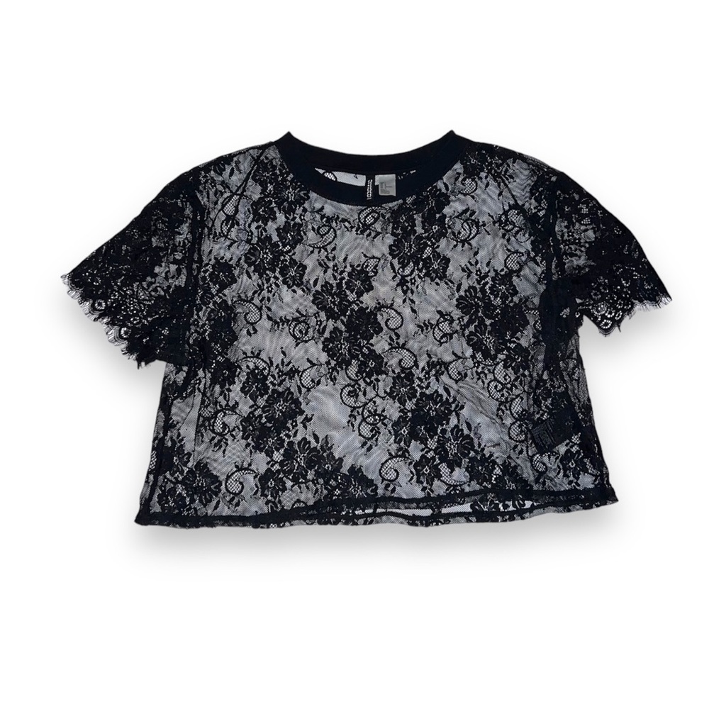 Cropped lace blouse size large